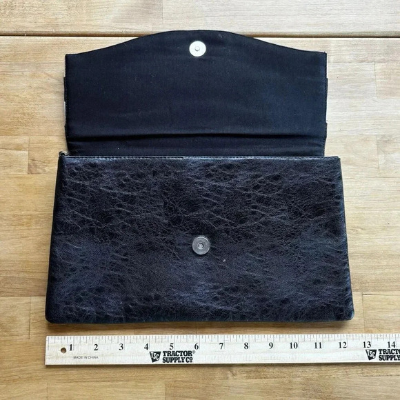 Western Faux Leather Rustic Ruffle Classy Statement Envelope Clutch Bag Purse - Picture 10 of 11